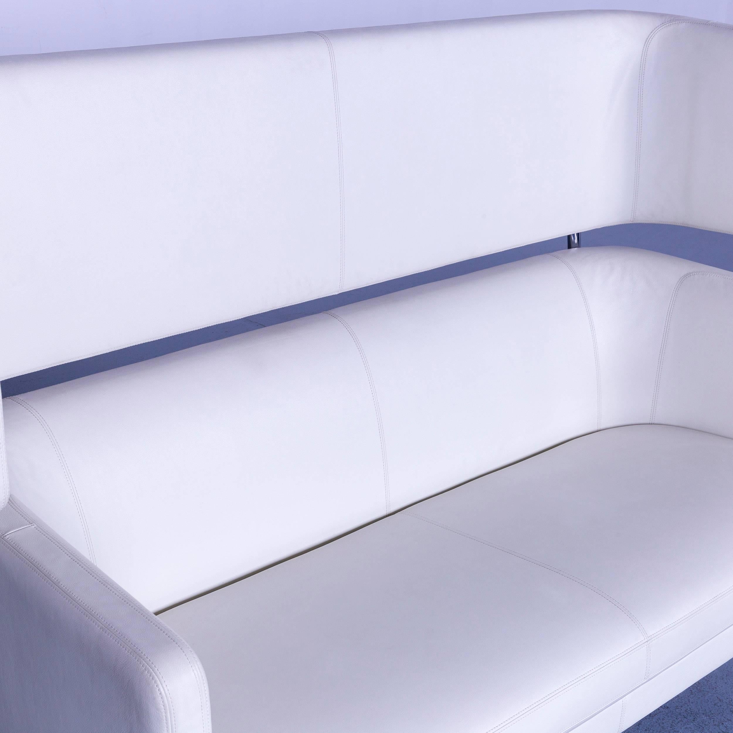 Vitra Suita Leather Sofa White Two-Seat Couch For Sale 2
