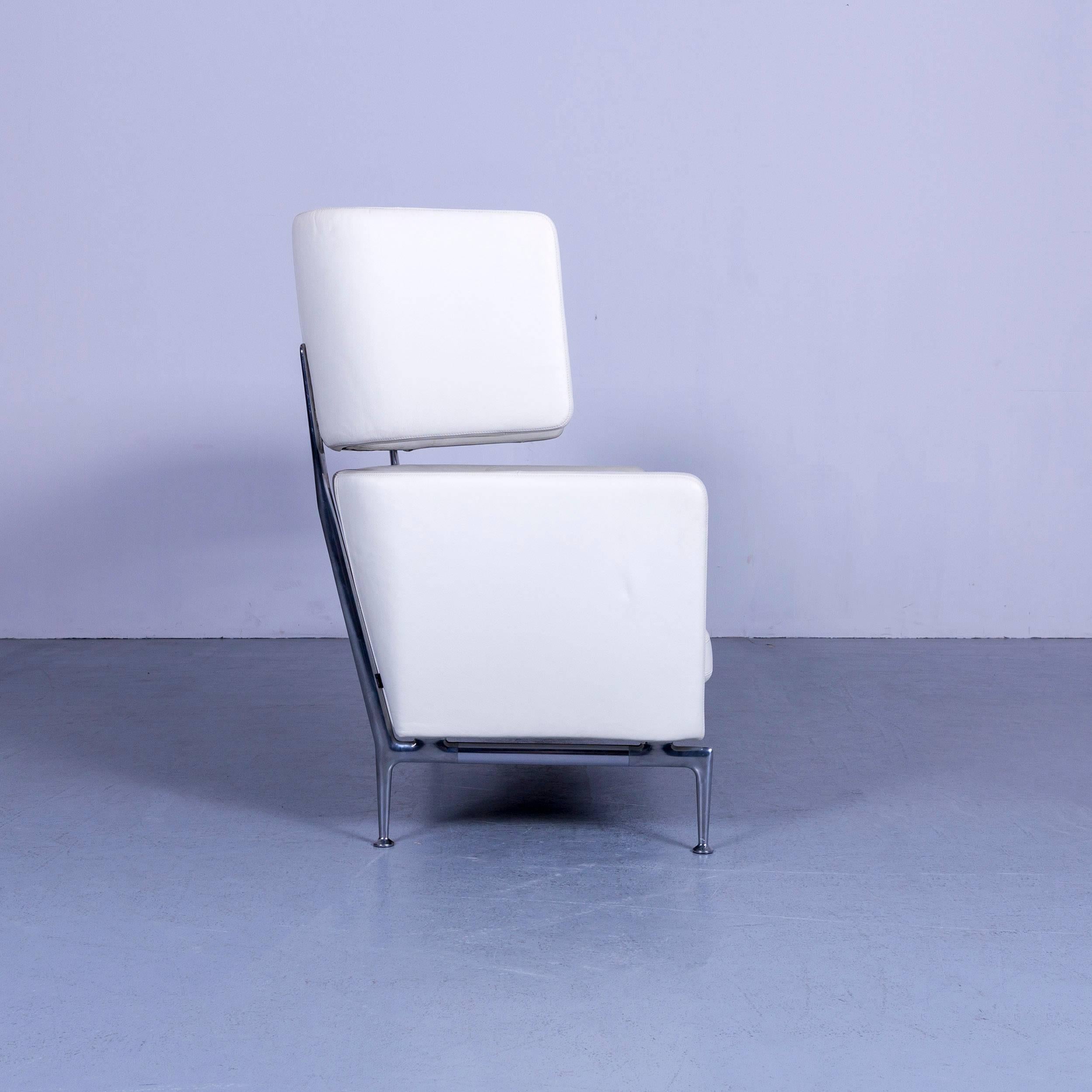 Vitra Suita Leather Sofa White Two-Seat Couch For Sale 4
