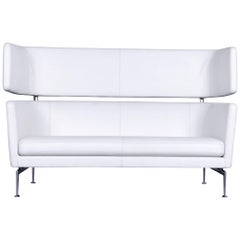 Vitra Suita Leather Sofa White Two-Seat Couch