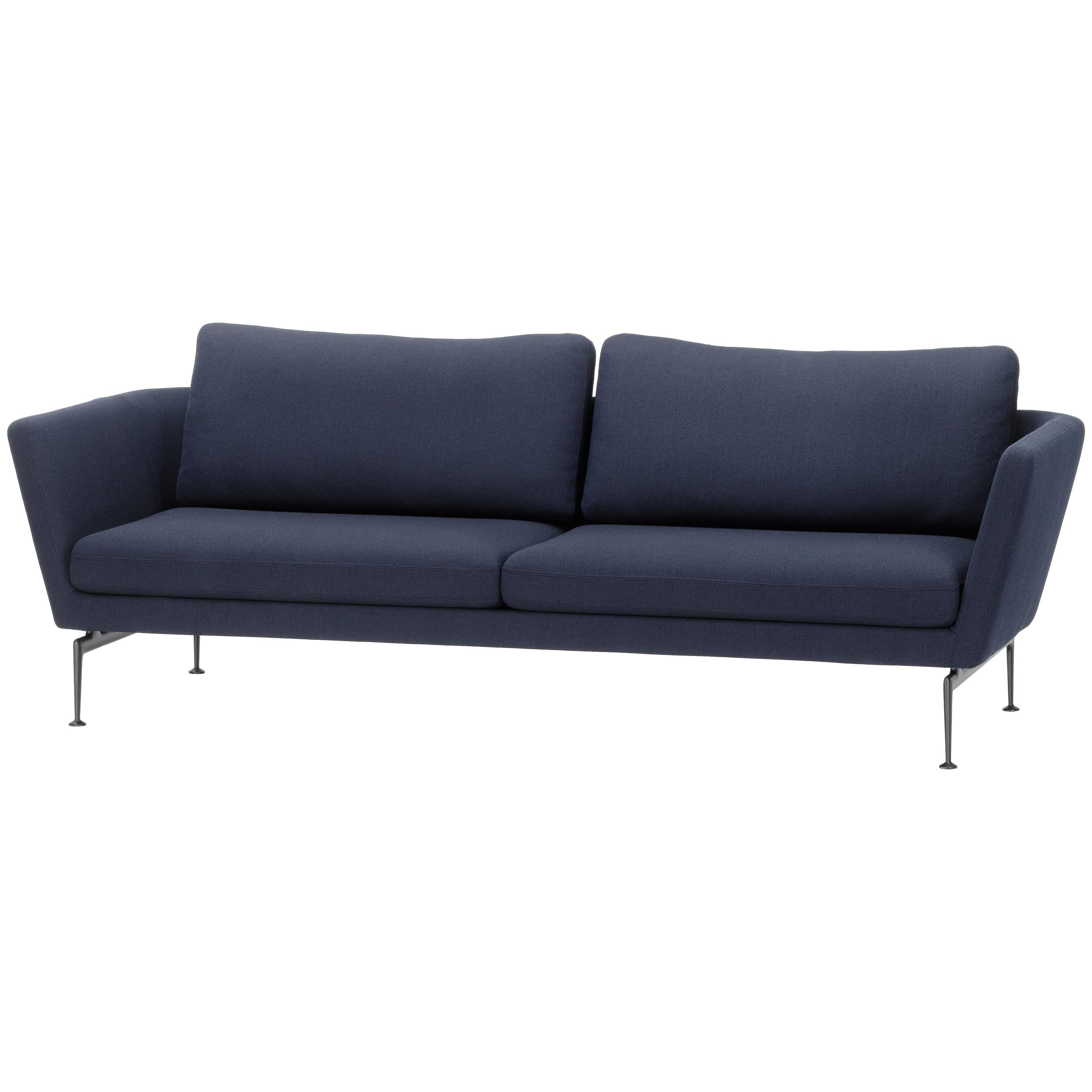 Vitra Suita Sofa Three-Seat in Dark Blue Iroko by Antonio Citterio For Sale
