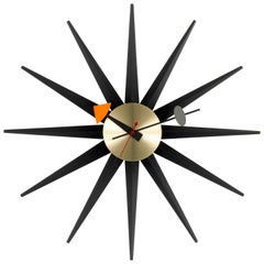 Vitra Sunburst Clock in Black & Brass by George Nelson