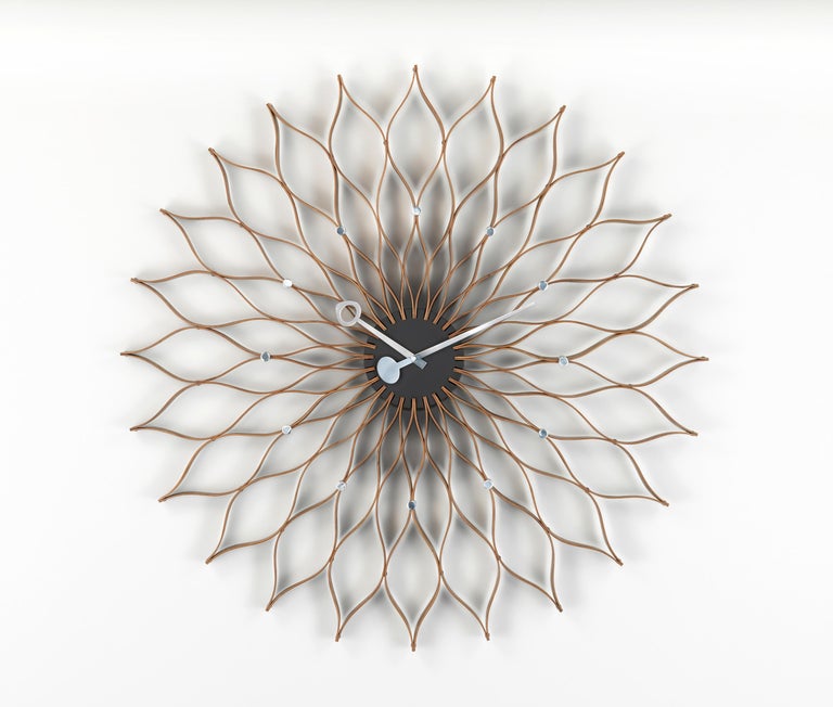 Vitra Sunflower Clock in Birch Wood by Nelson For Sale at