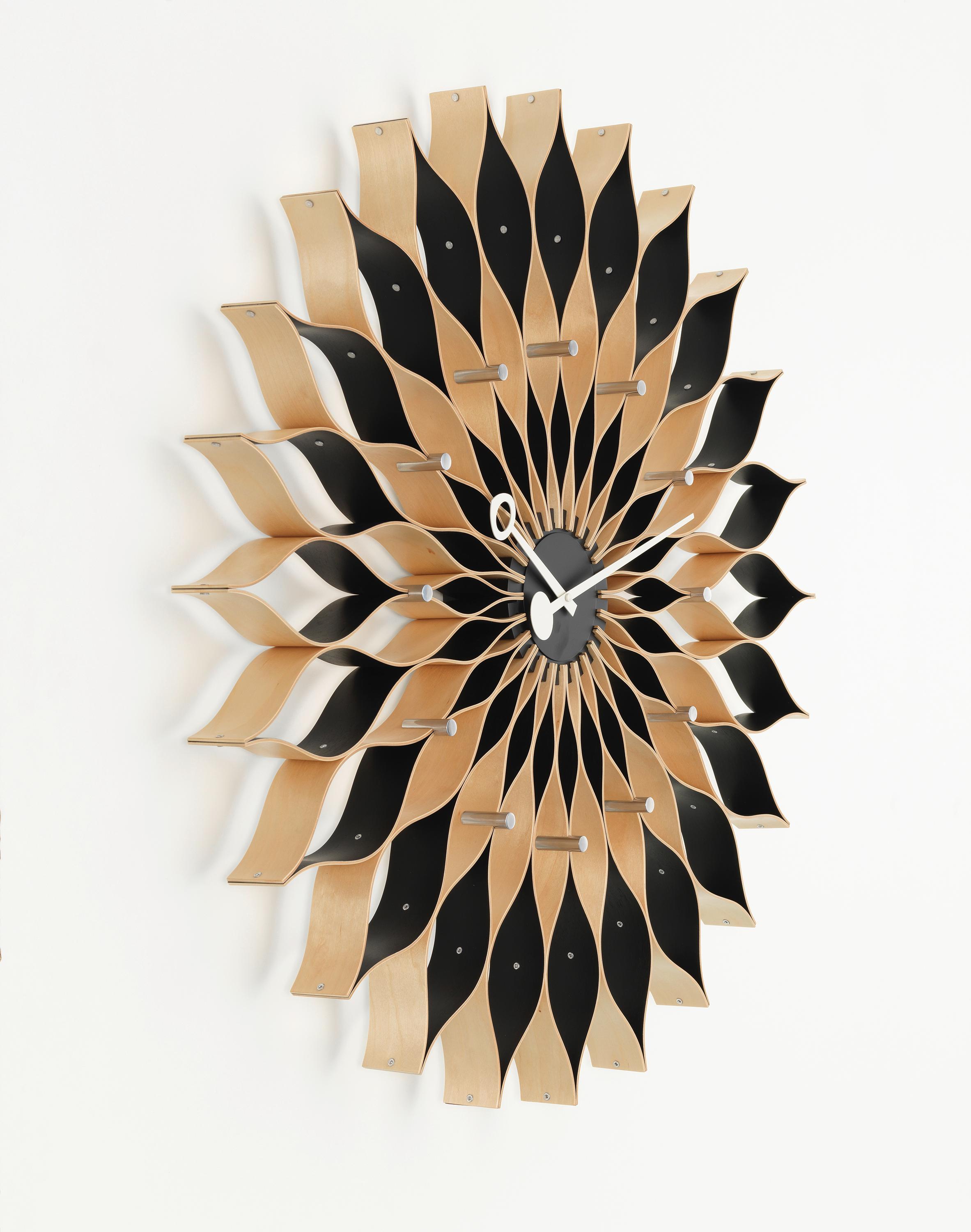 Swiss Vitra Sunflower Clock in Birch Wood by George Nelson For Sale