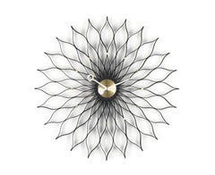 Vitra Sunflower Clock in Black Ash & Brass by George Nelson