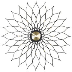 Vitra Sunflower Clock in Black Ash & Brass by George Nelson