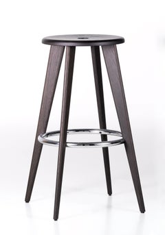 Vitra Tabouret Haut Bar Stool in Dark Oak by Jean Prouvé