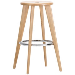 Vitra Tabouret Haut Bar Stool in Natural Oak by Jean Prouvé