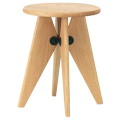 Vitra Tabouret Solvay Stool in Natural Oak by Jean Prouvé