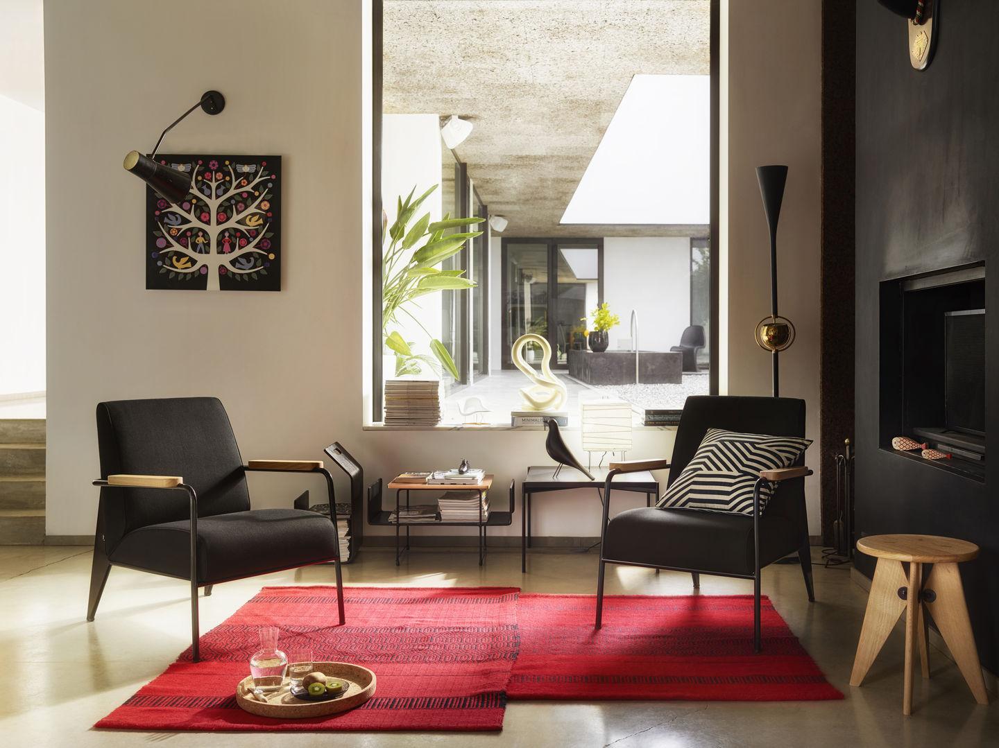 Contemporary Vitra Tabouret Solvay Stool in Smoked Oak by Jean Prouvé