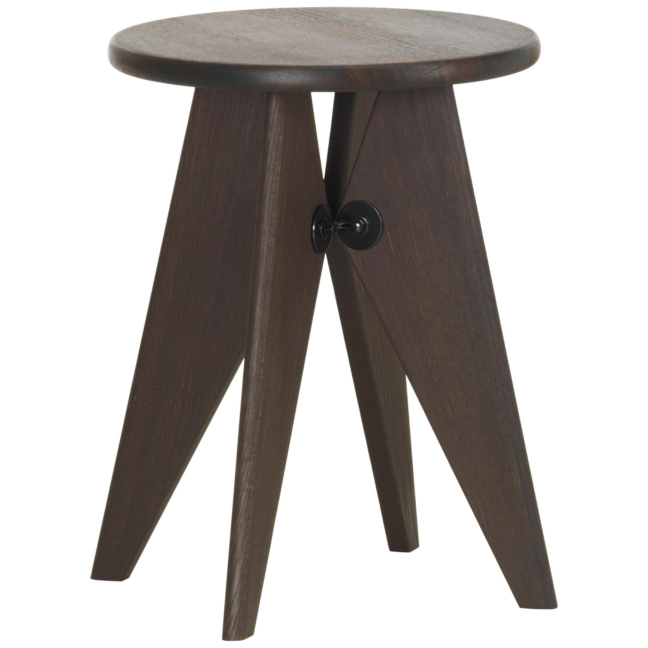 Vitra Tabouret Solvay Stool in Smoked Oak by Jean Prouvé For Sale
