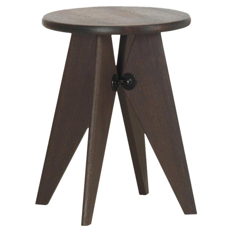 Vitra Tabouret Solvay Stool in Smoked Oak by Jean Prouvé