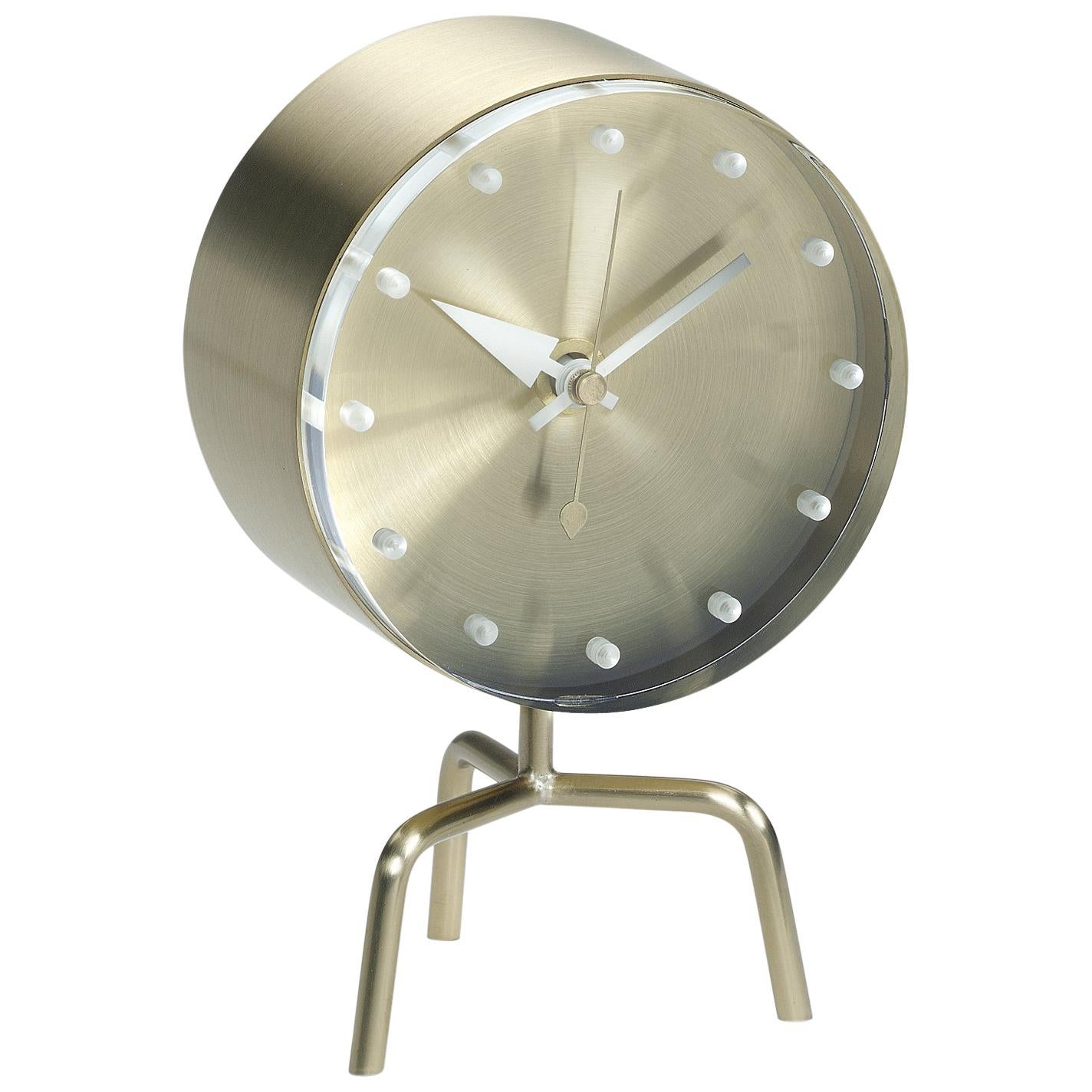 Vitra Tripod Clock in Brass & Glass by George Nelson For Sale