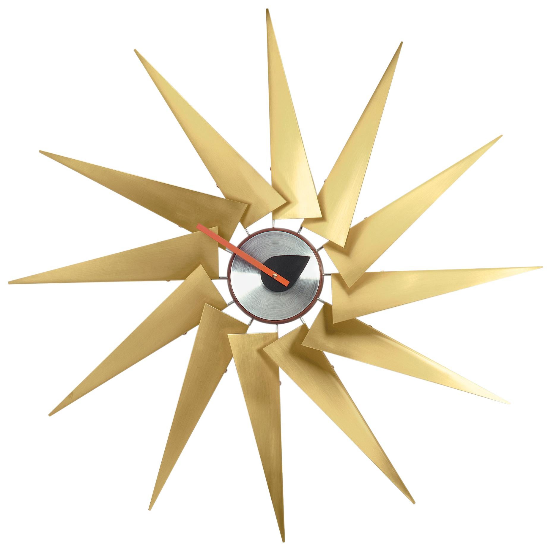 Vitra Turbine Clock in Brass & Aluminum by George Nelson For Sale