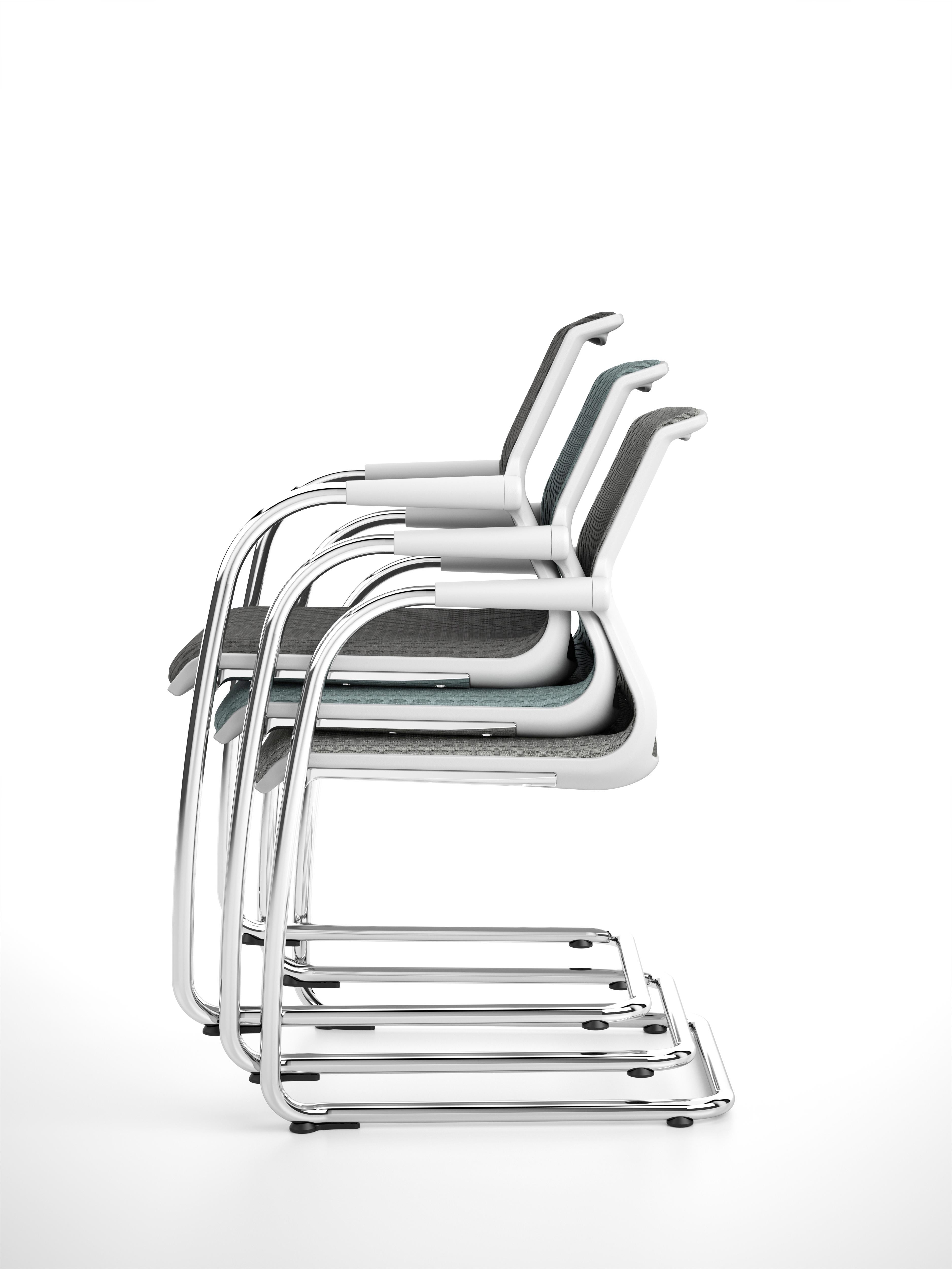 Vitra Unix Cantilever Stackable Chair in Nero Diamond Mesh by Antonio Citterio For Sale 2