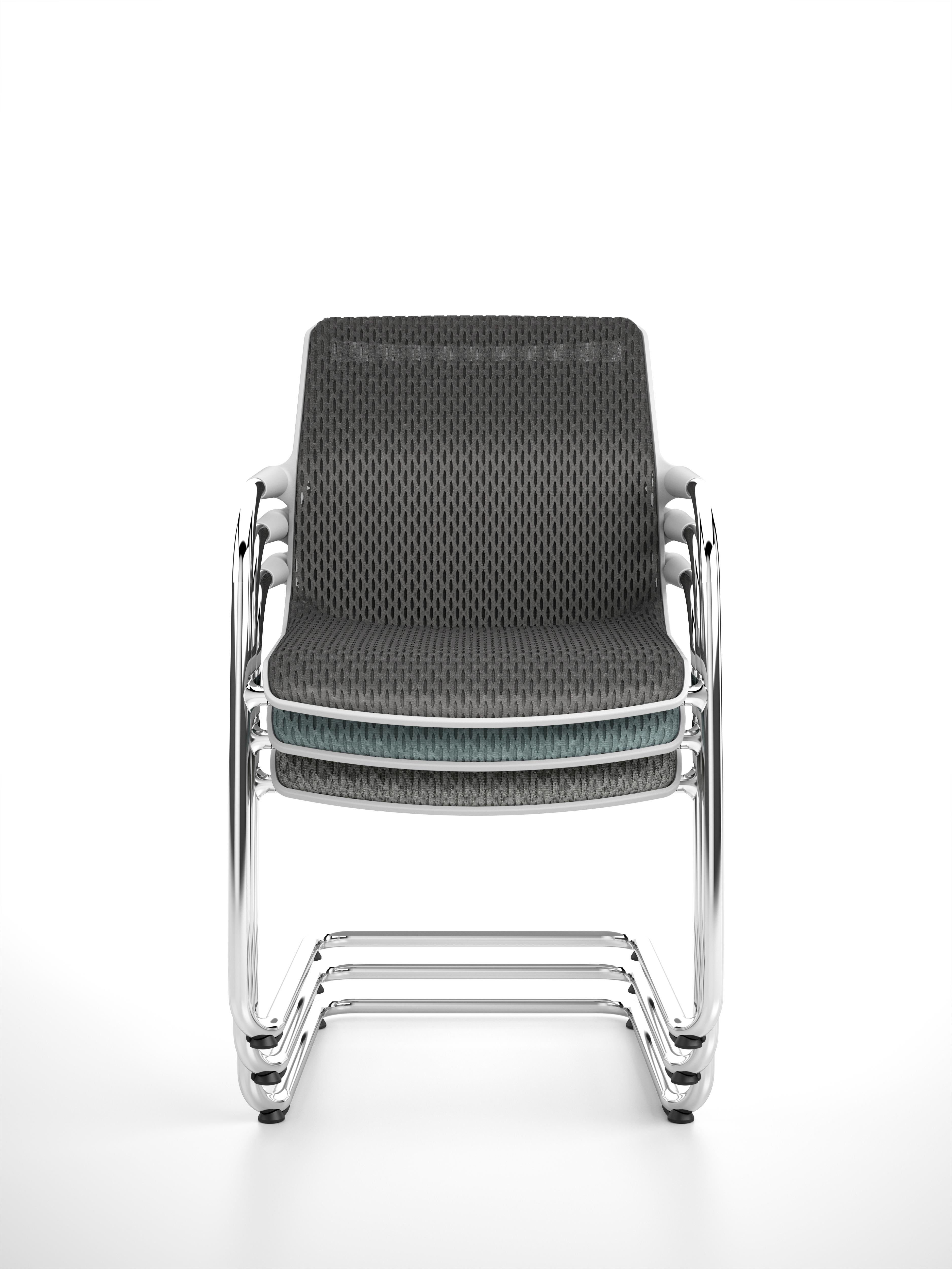 Steel Vitra Unix Cantilever Stackable Chair in Nero Diamond Mesh by Antonio Citterio For Sale