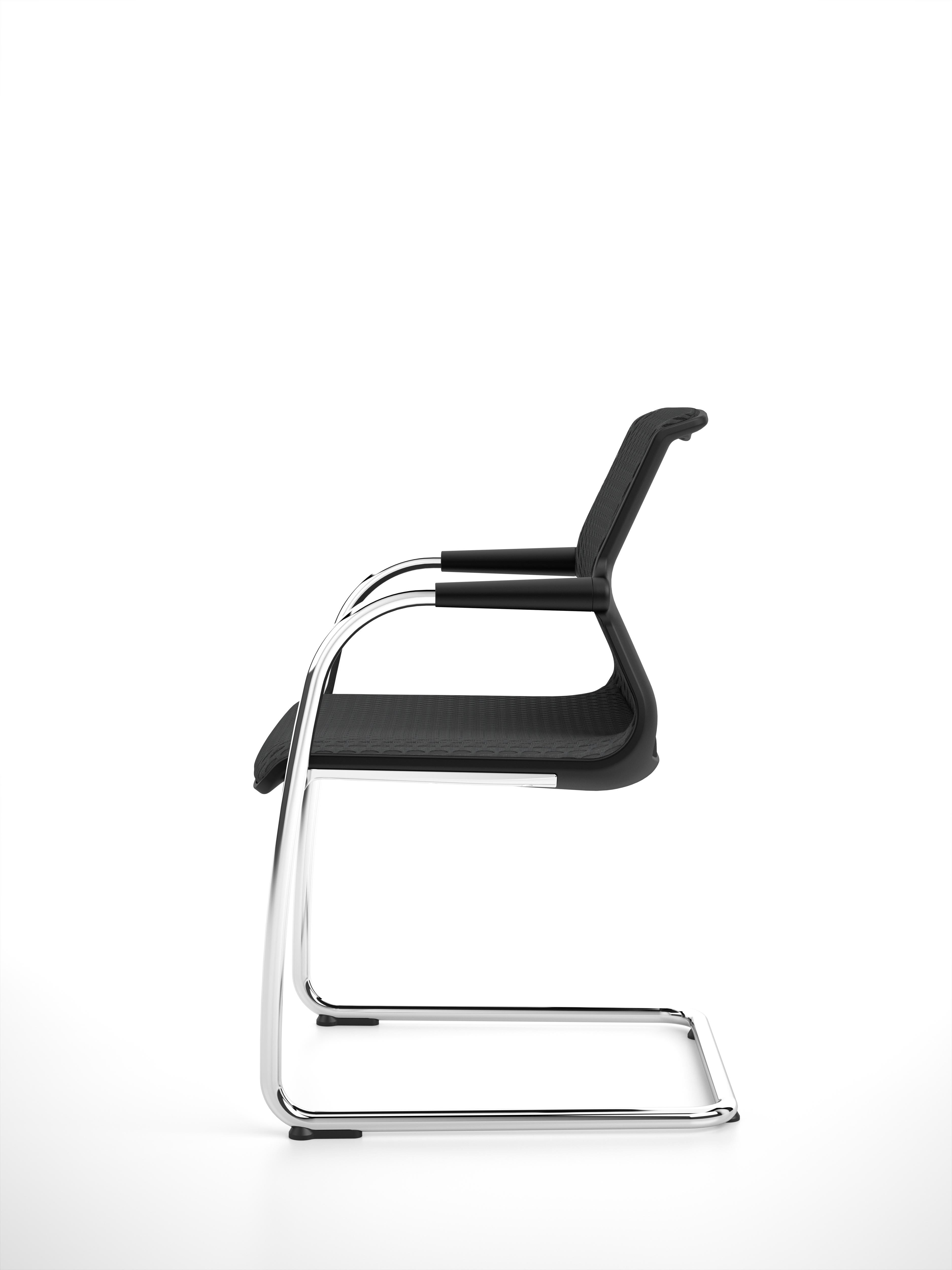 Modern Vitra Unix Cantilever Stackable Chair in Nero Diamond Mesh by Antonio Citterio For Sale