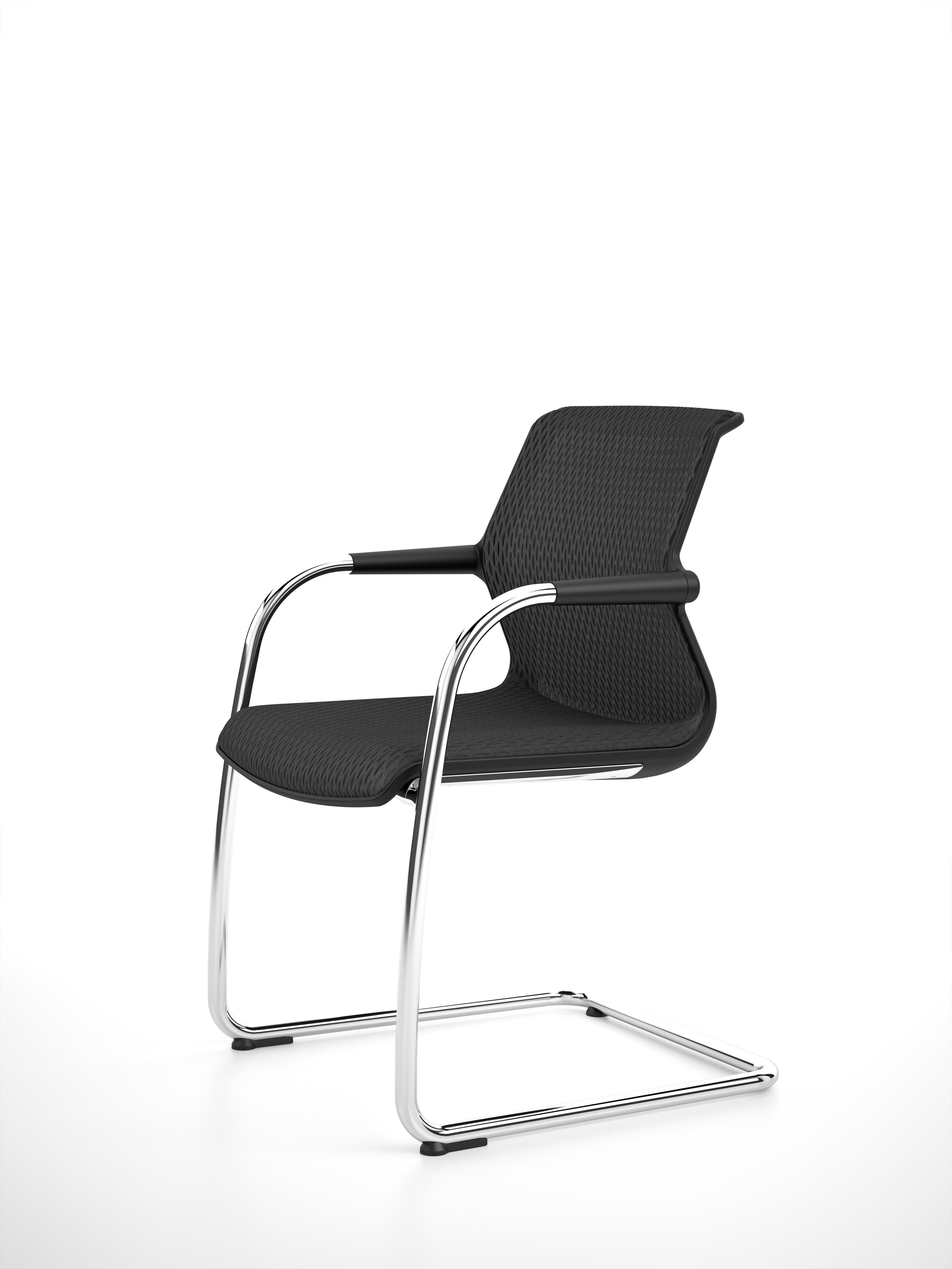 Swiss Vitra Unix Cantilever Stackable Chair in Nero Diamond Mesh by Antonio Citterio For Sale