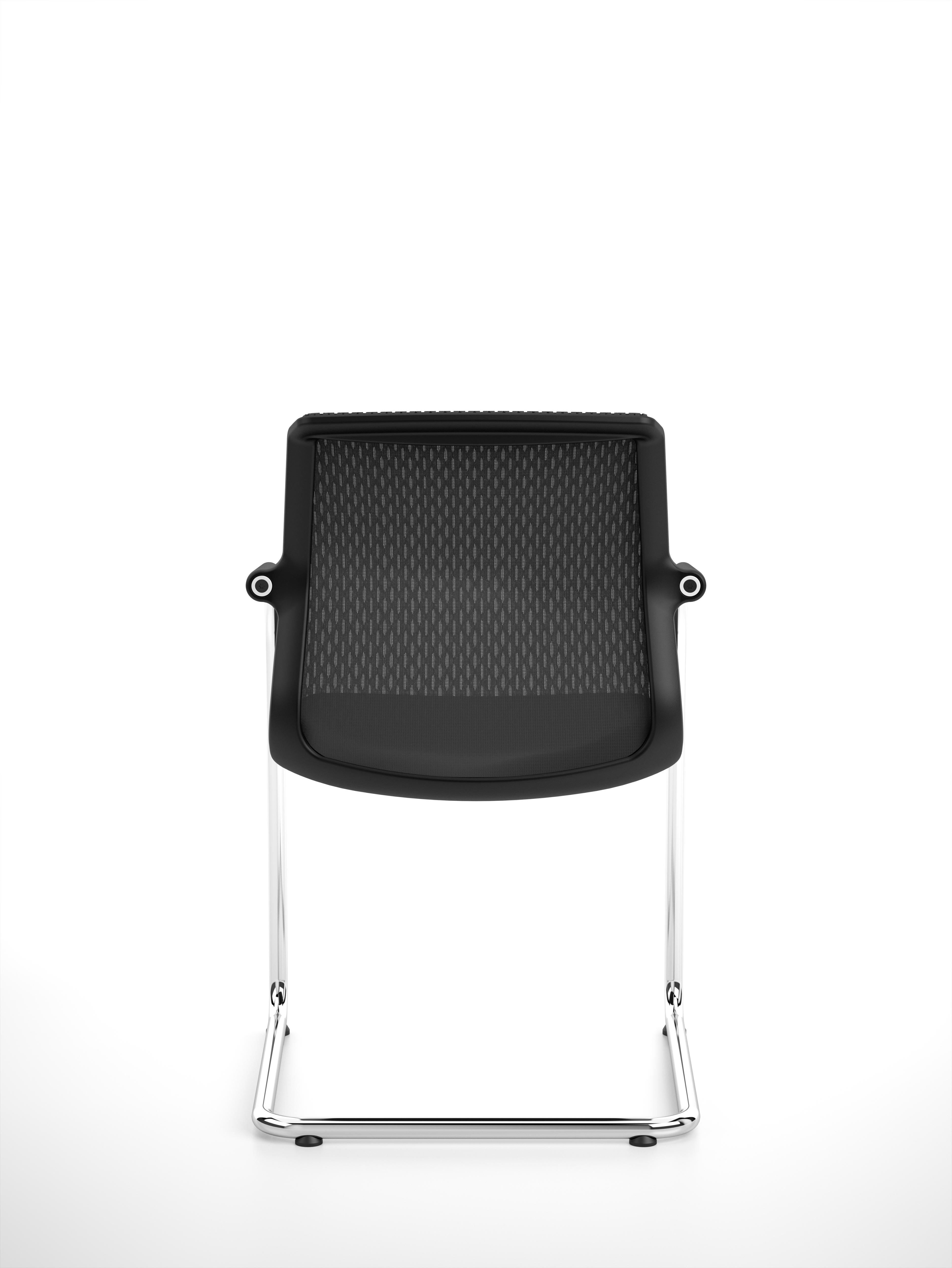 Vitra Unix Cantilever Stackable Chair in Nero Diamond Mesh by Antonio Citterio In New Condition For Sale In New York, NY