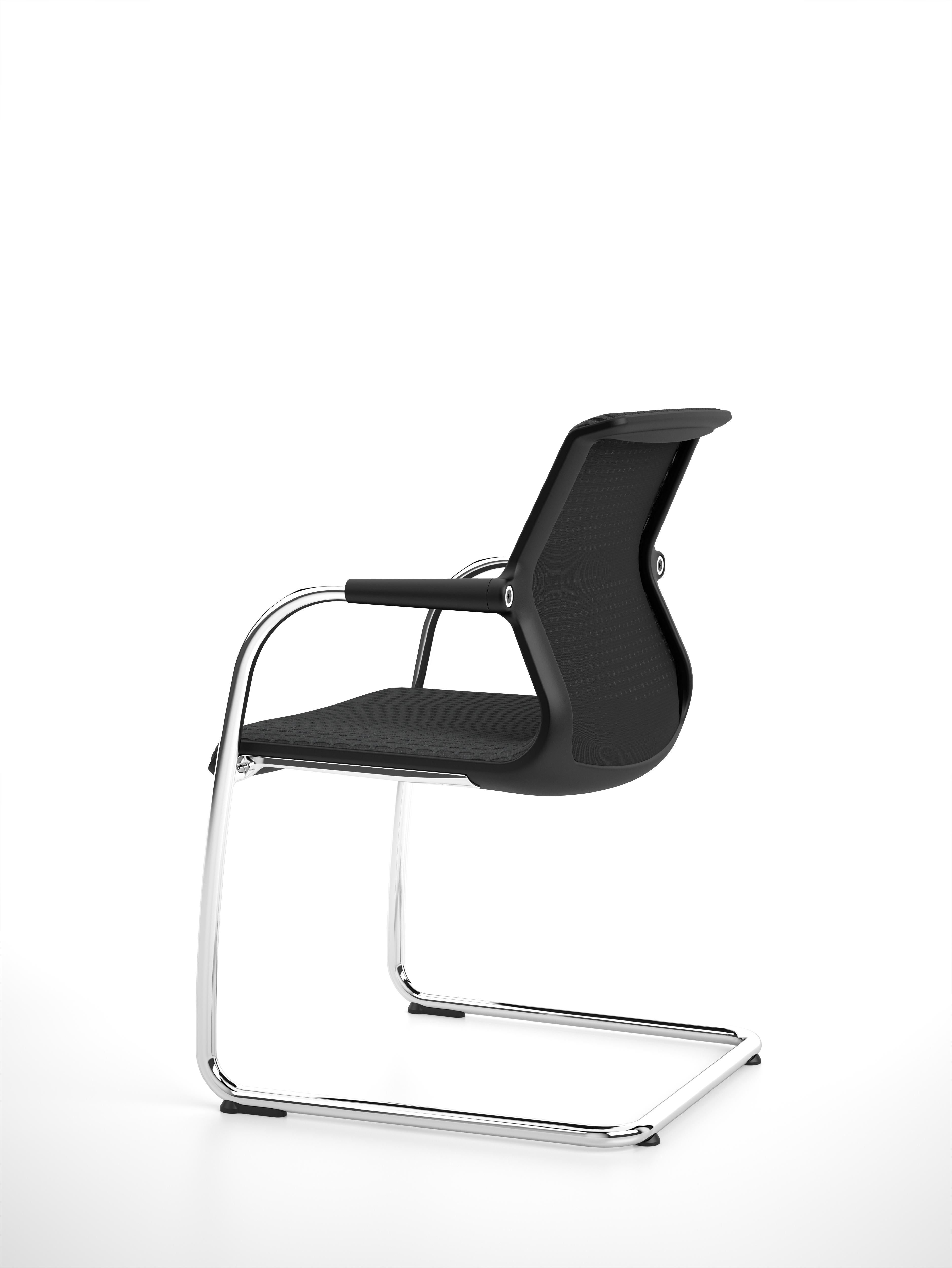 Contemporary Vitra Unix Cantilever Stackable Chair in Nero Diamond Mesh by Antonio Citterio For Sale