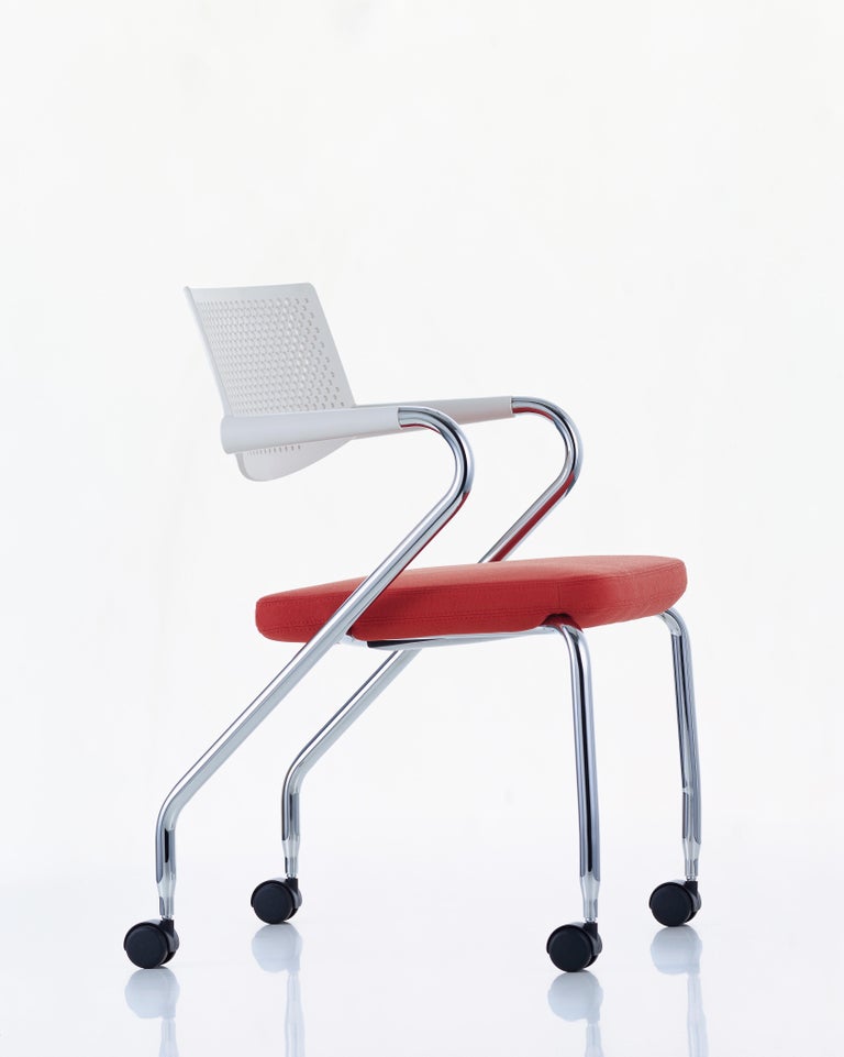 Vitra Visaroll 2 Visitor Chair in Light Red Twill by Antonio Citterio