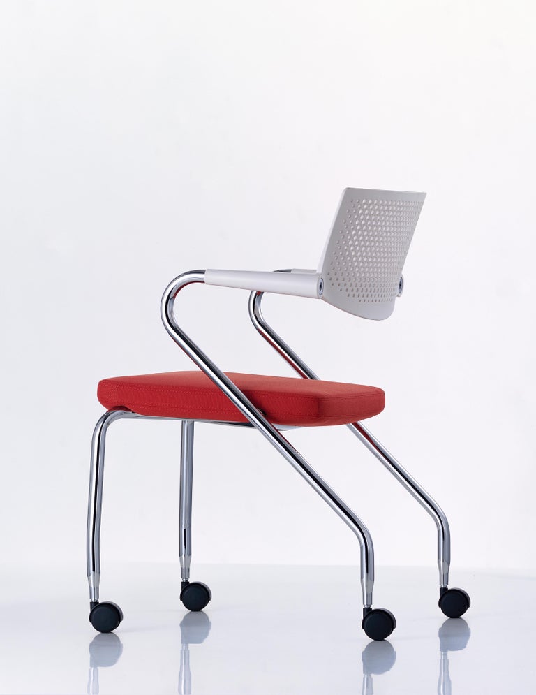 Vitra Visaroll 2 Visitor Chair in Light Red Twill by Antonio Citterio