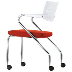 Vitra Visaroll 2 Visitor Chair in Light Red Twill by Antonio Citterio