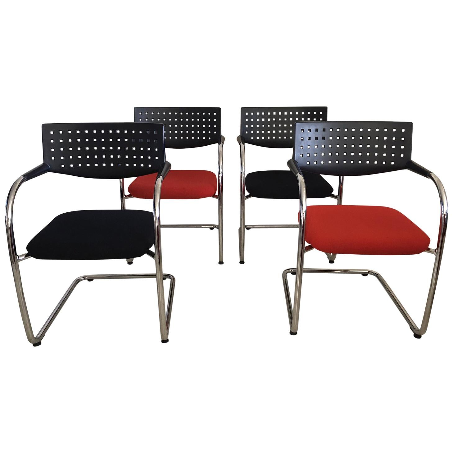 Vitra Visavis Black and Red Chairs by Antonio Citterio and Glenn Olivier Löw