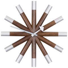 Vitra Wheel Clock in Walnut & Aluminum by George Nelson