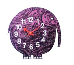 Vitra Zoo Timers Elihu the Elephant Wall Clock in Pink & Black by George Nelson
