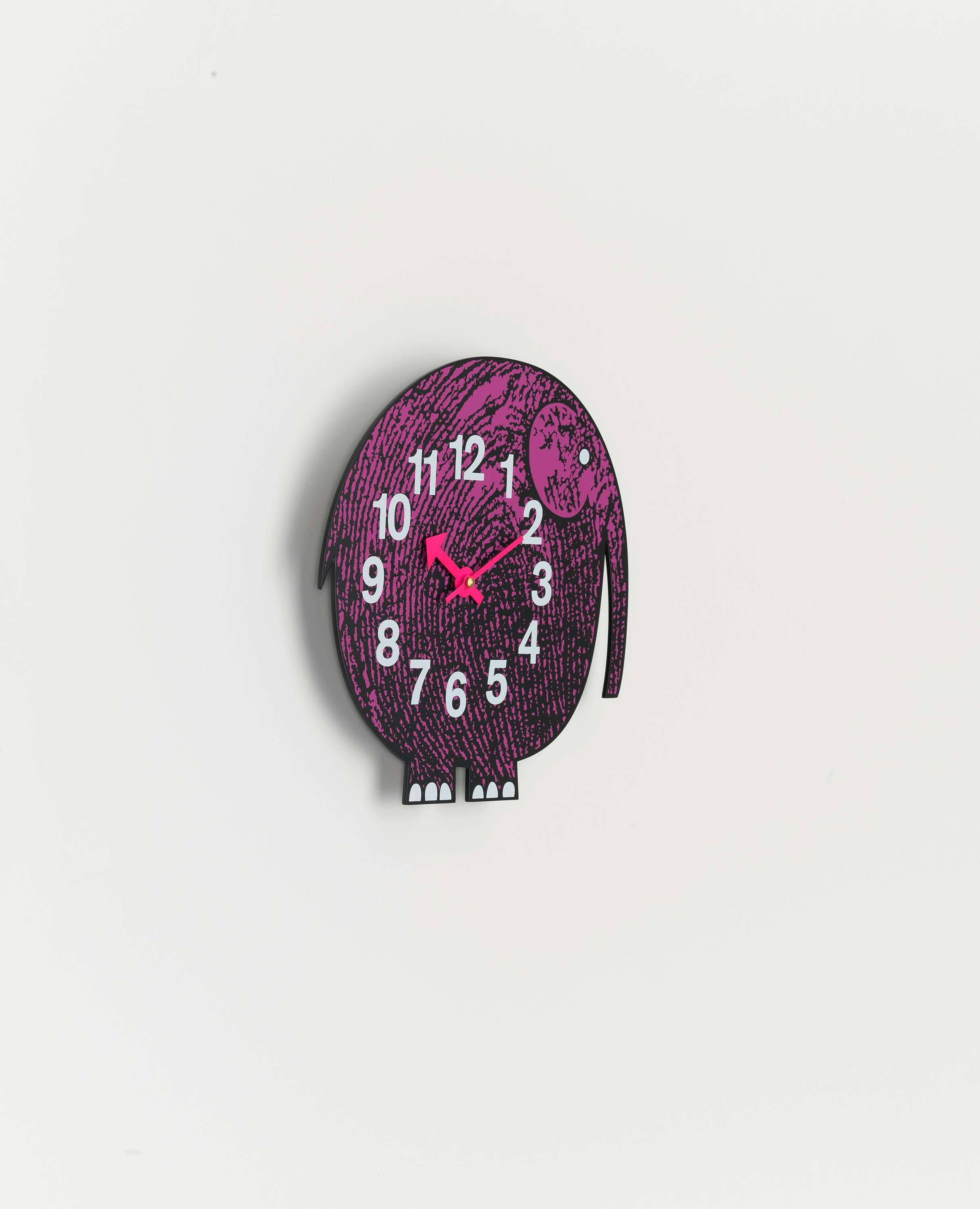 Swiss Vitra Zoo Timers Elihu the Elephant Wall Clock in Pink & Black by George Nelson For Sale