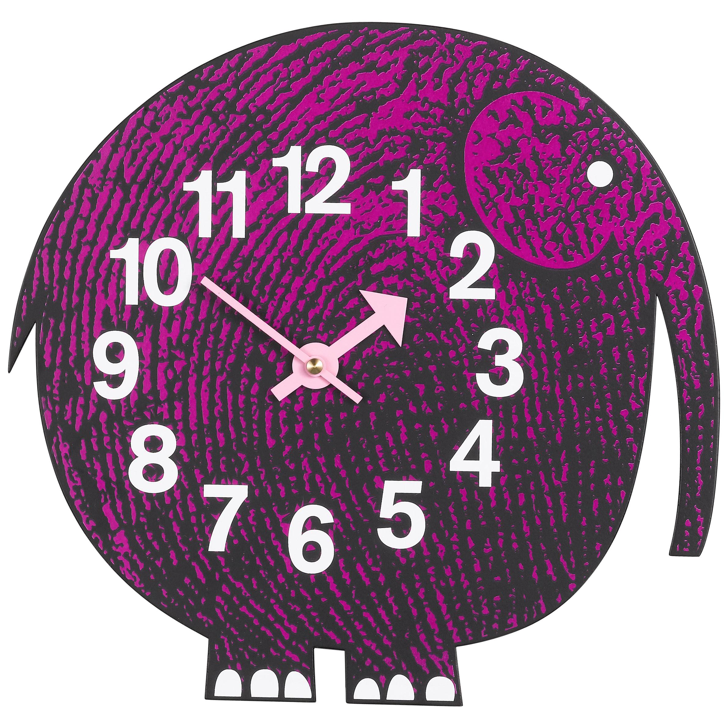 Vitra Zoo Timers Elihu the Elephant Wall Clock in Pink & Black by George Nelson For Sale