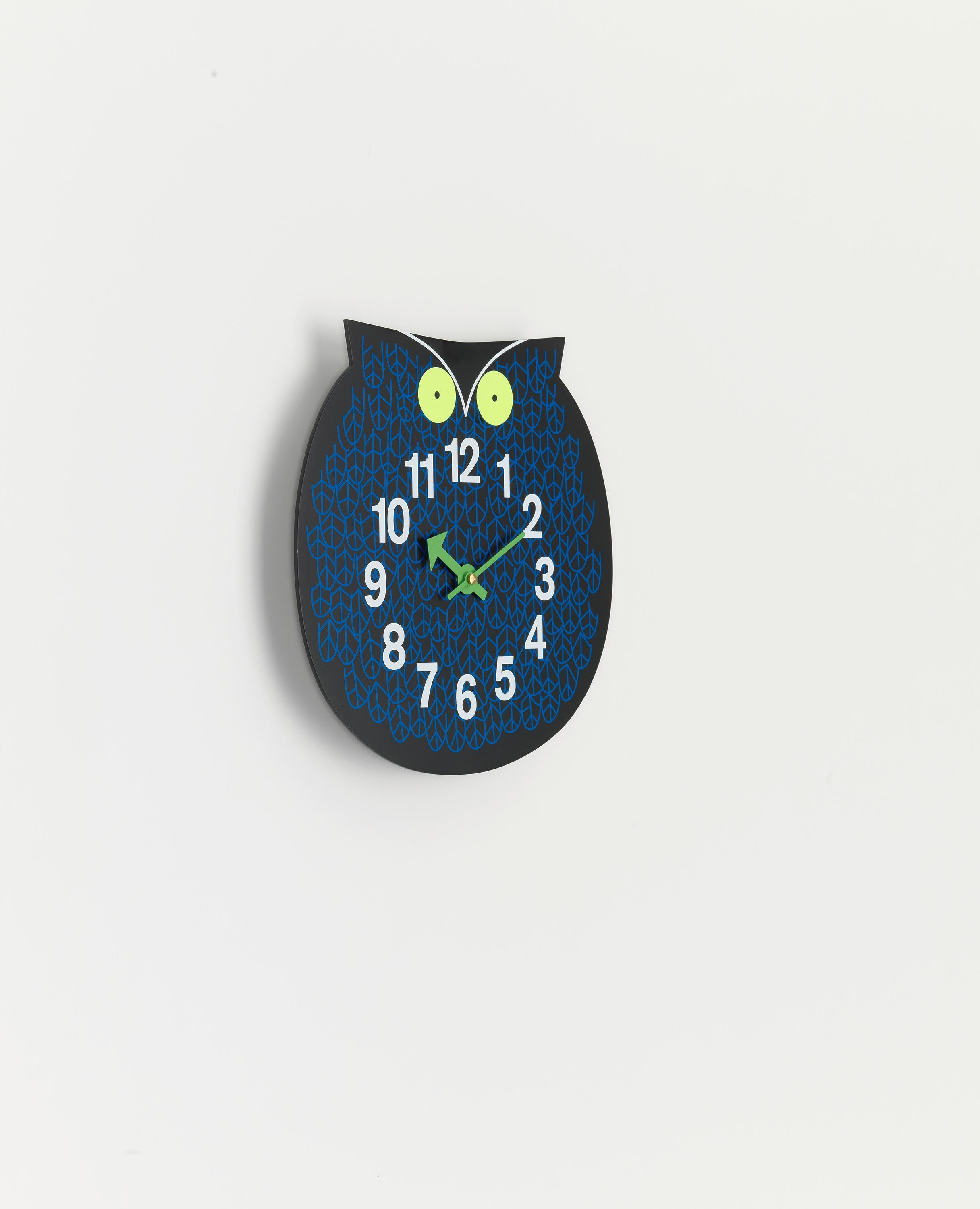 Modern Vitra Zoo Timers Omar the Owl Wall Clock in Navy and Black by George Nelson For Sale