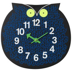 Vitra Zoo Timers Omar the Owl Wall Clock in Navy and Black by George Nelson