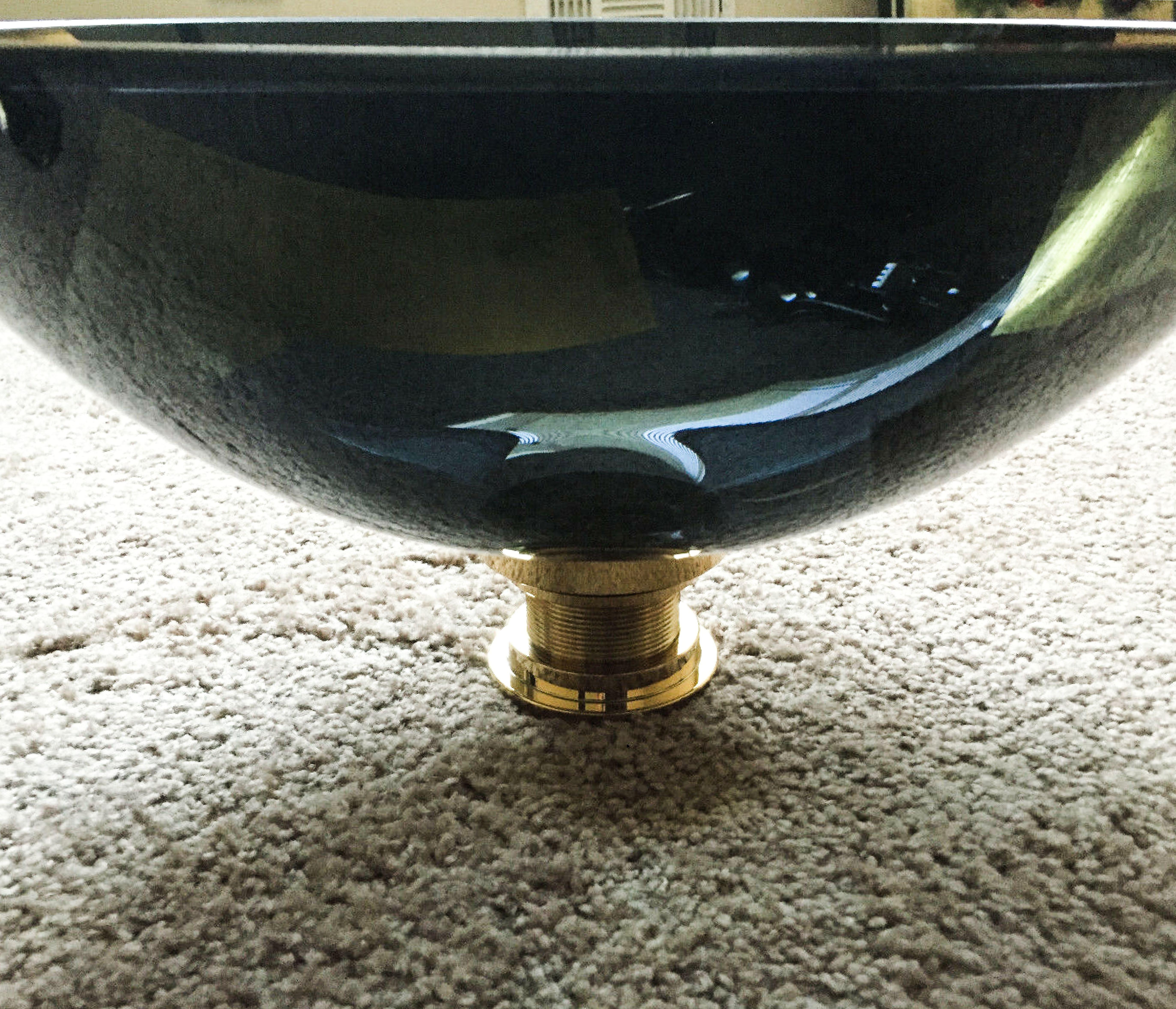 Vitraform Large Round Art Glass Gilded Fragment Freestanding Vessel Sink, Black In Good Condition In Brooklyn, NY