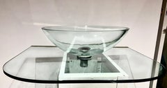 Vitraform Large Round Polished Clear Vessel Sink& Rounded Clear Glass Countertop