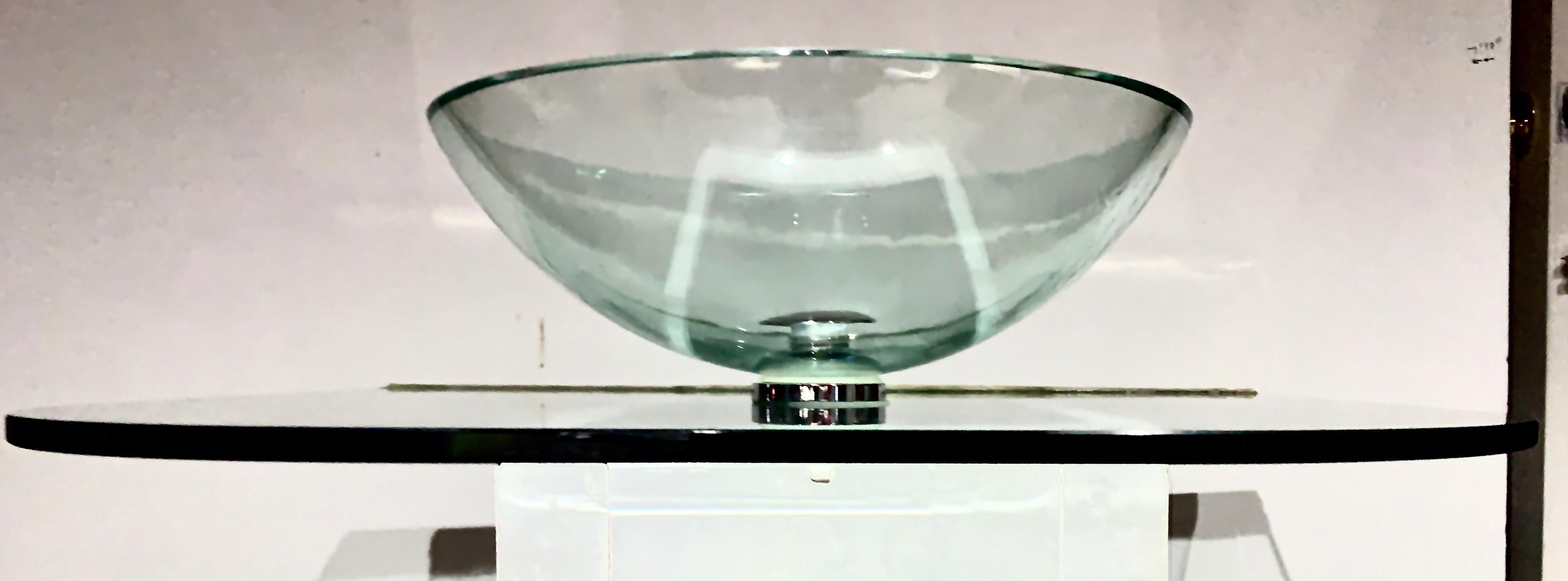 20th Century Vitraform Large Round Polished Clear Vessel Sink& Rounded Clear Glass Countertop
