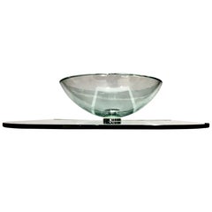 Vitraform Large Round Polished Clear Vessel Sink& Rounded Clear Glass Countertop