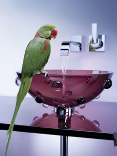 Vitraform Violet Perla Art Glass Round Vessel Sink Freestanding Basin, Purple