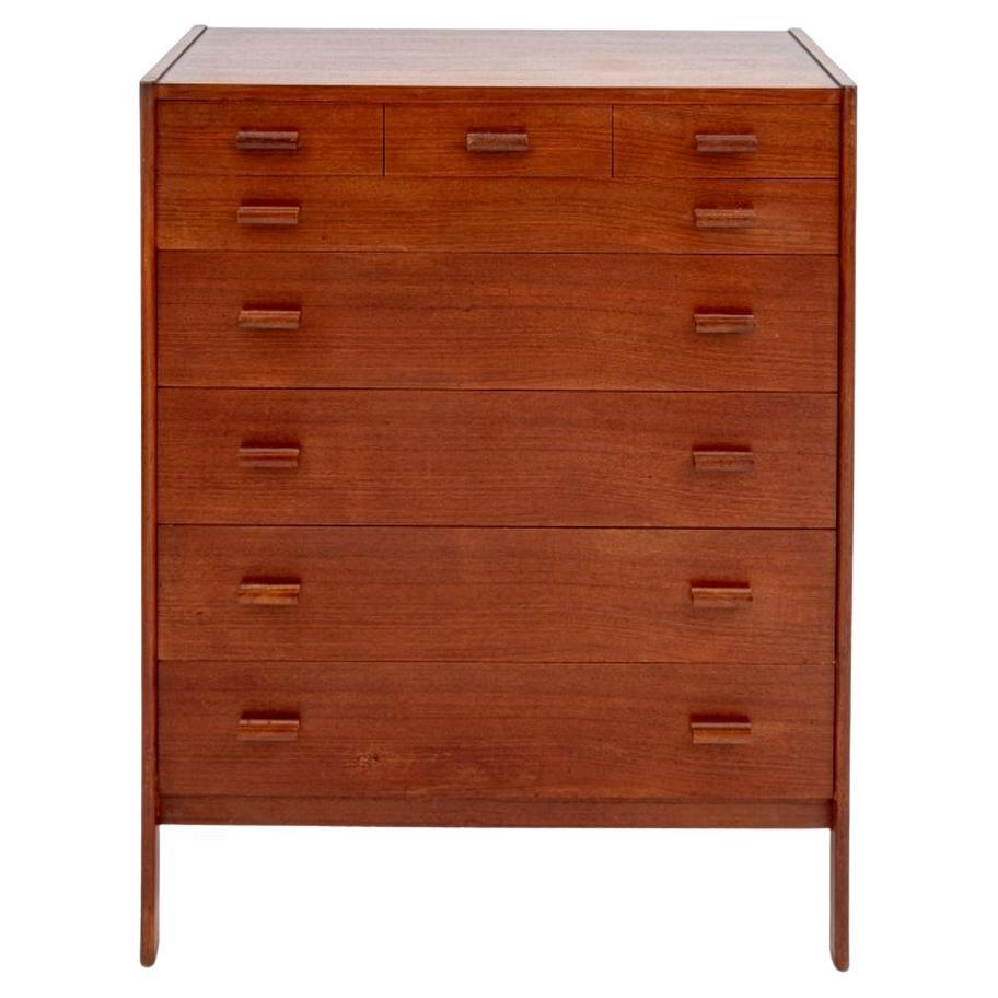 Cassettiera moderna danese in teak Vitre