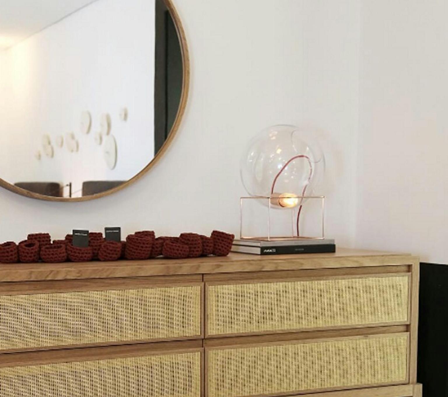 Modern Contemporary Decorative Minimalist Glass Table Lamp by Cristiana Bertolucci For Sale