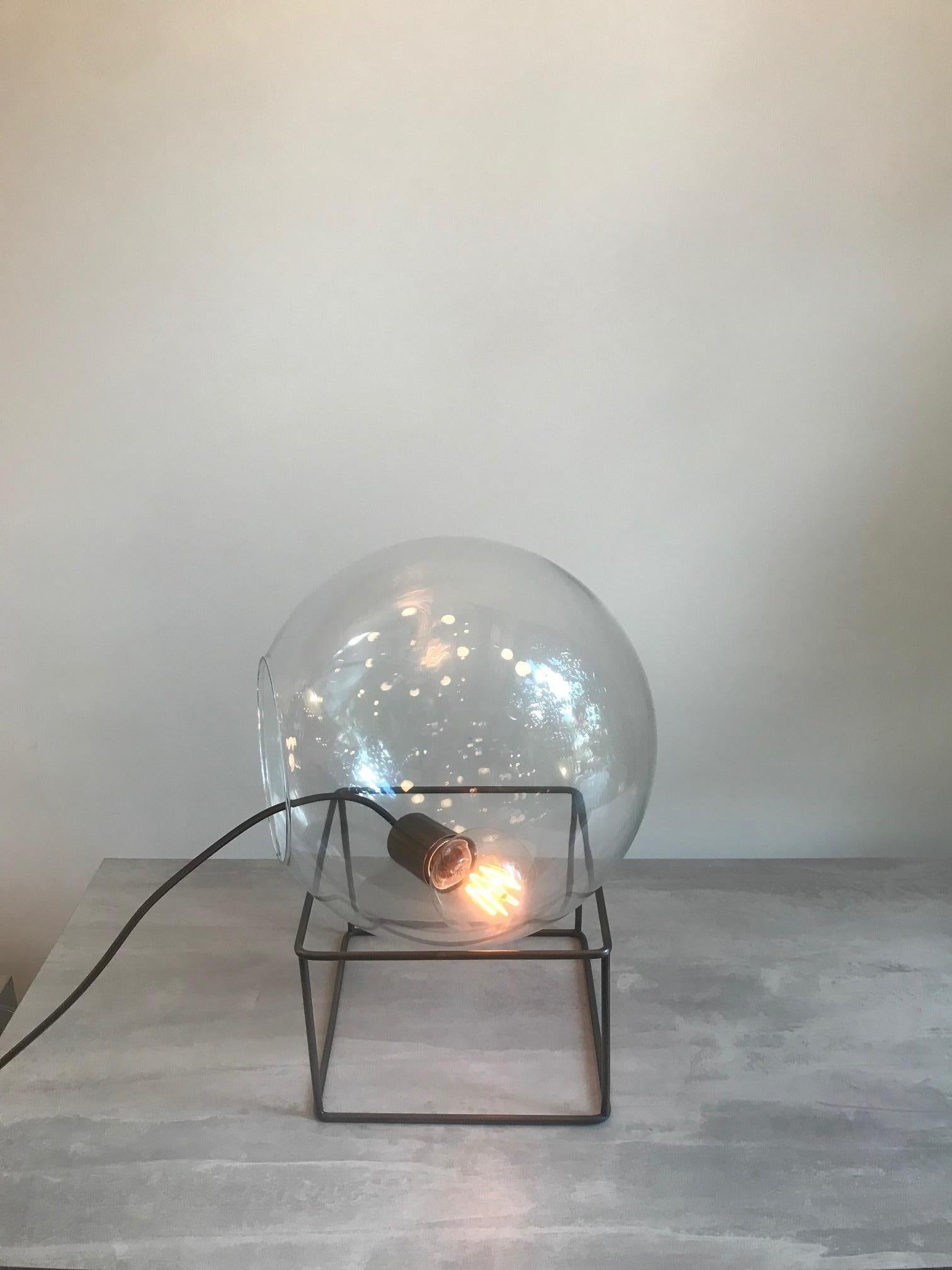 Contemporary Decorative Minimalist Glass Table Lamp by Cristiana Bertolucci In New Condition For Sale In Sao Paulo, Sao Paulo