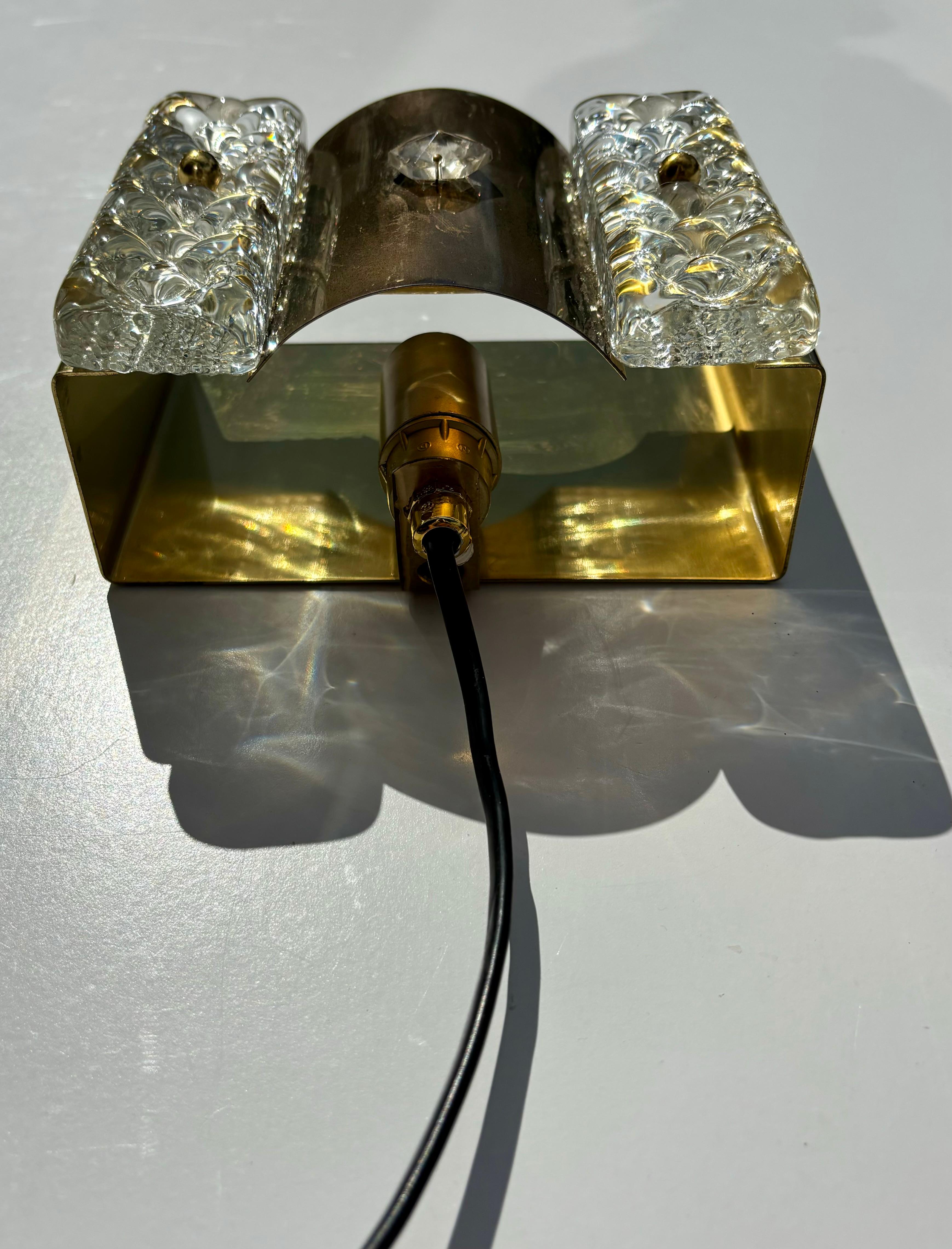Fait main Vitrika Danish Modern Brass Glass Wall Lights, années 1960 en vente
