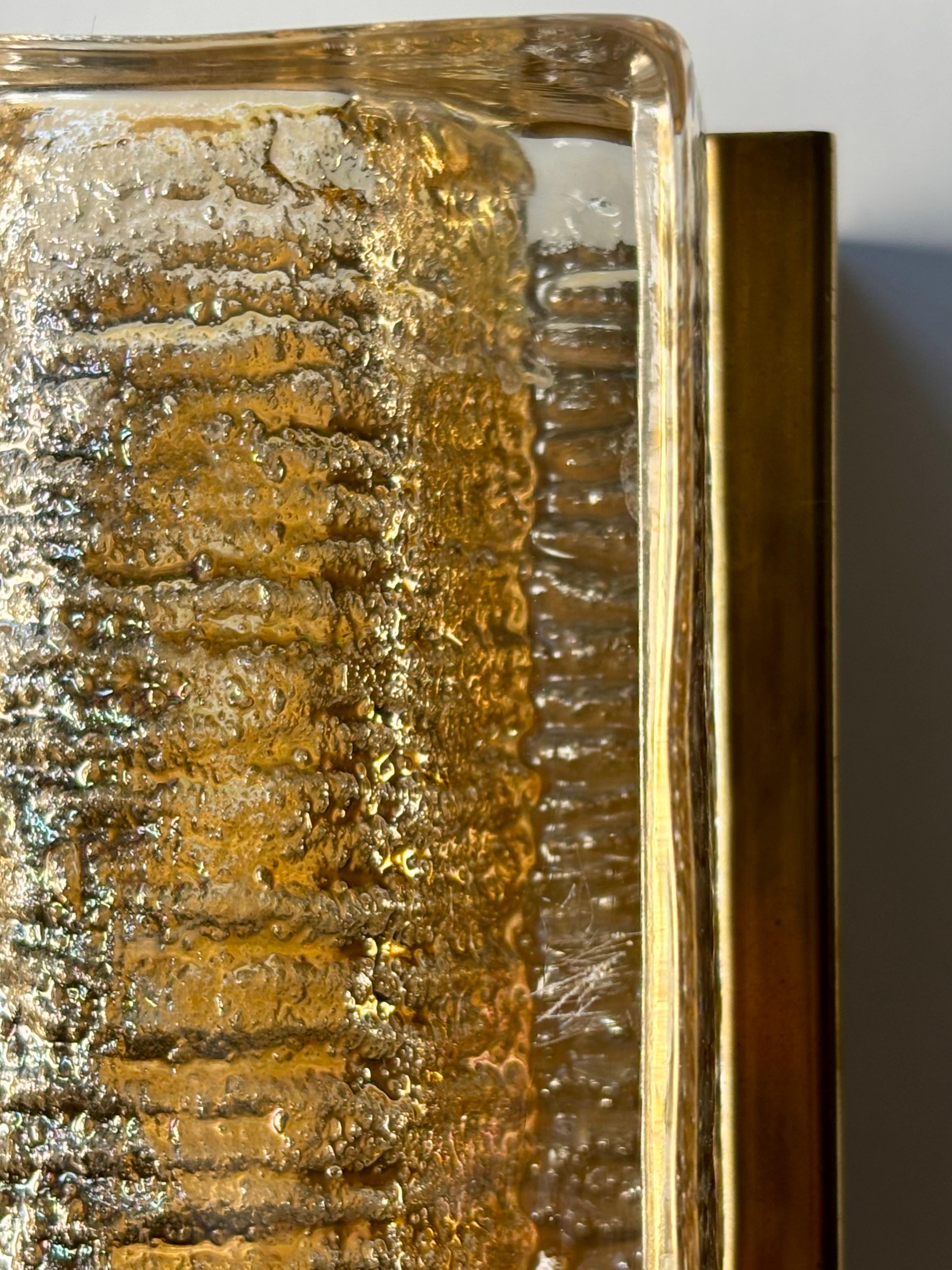 Milieu du XXe siècle 1 of 10 Vitrika Golden Glass, Brass Wall Lights, Denmark 1960s en vente