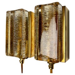 1 of 10 Vitrika Golden Glass, Brass Wall Lights, Denmark 1960s