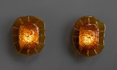 Vitrika Medallion Amber Sconce, Denmark, 1960