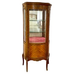 Antique Cabinet Vitrine Mahogany Marquetry Bronze Mirror-Louis XV - Napoleon III Period