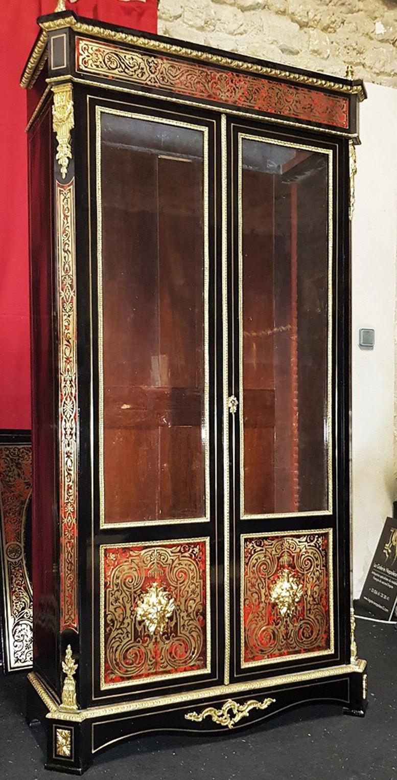 Vitrine Bookcase in Boulle Marquetry Napoleon III, France, 1860 In Excellent Condition In Paris, FR