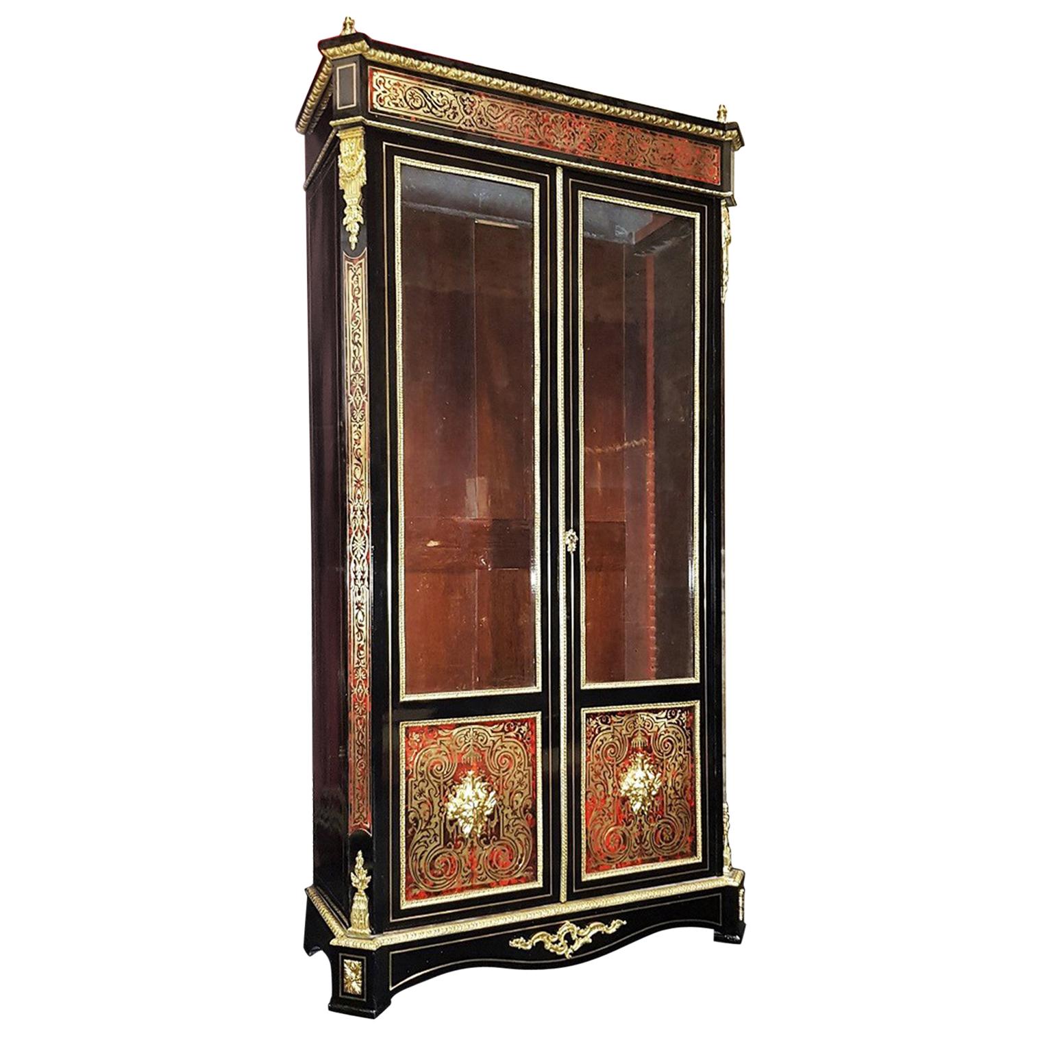 Vitrine Bookcase in Boulle Marquetry Napoleon III, France, 1860