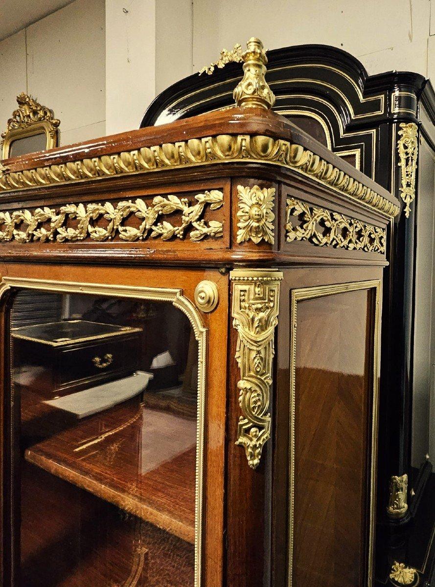 Vitrine Bookcase Napoleon III Boulle 19th Century Brown Wood Glass Gilt  Bronze  For Sale 3