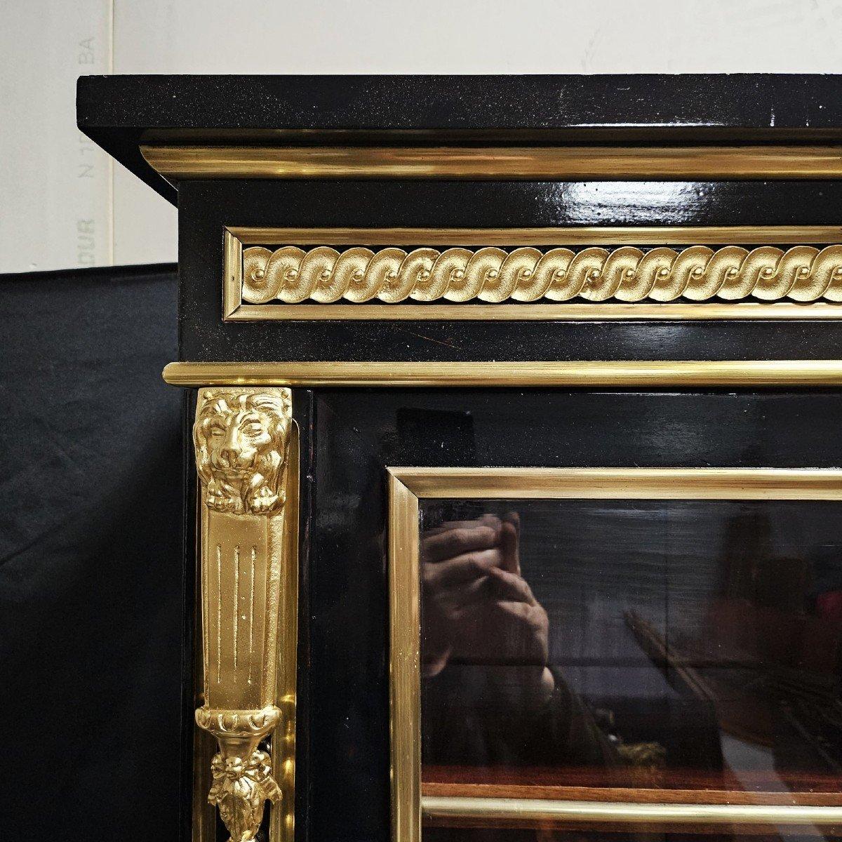 Vitrine Bookcase Napoleon III Boulle 19th Century Black Glass Gilt  Bronze In Good Condition In Paris, FR